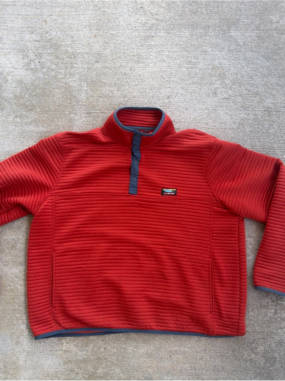 LL Bean Men’s Henley Orange Ribbed Sweater Size XXL